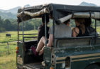 Volunteers in the back of a truck in Sri Lanka.
