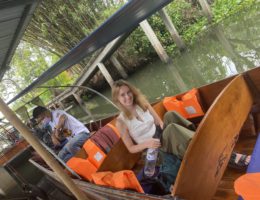 Lucy-Louise in a boat in Thailand